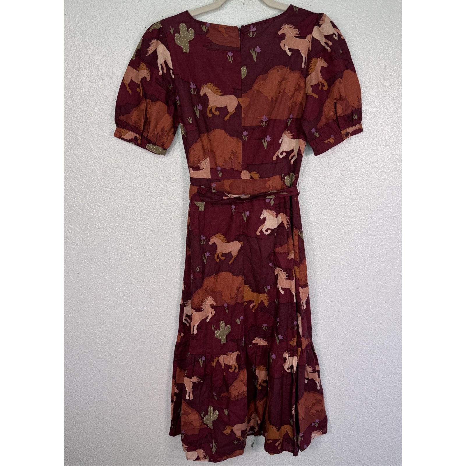 Princess Highway Dress Womens 6 Horse Cactus Western Linen Equestrian Boho New — image 2 of 8